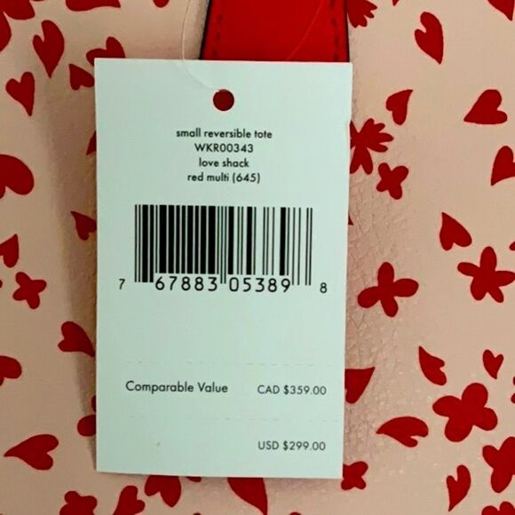 KATE SPADE NWT LOVE SHACK SMALL REVERSIBLE TOTE BAG WITH DETACHABLE WRISTLET - Picture 12 of 13